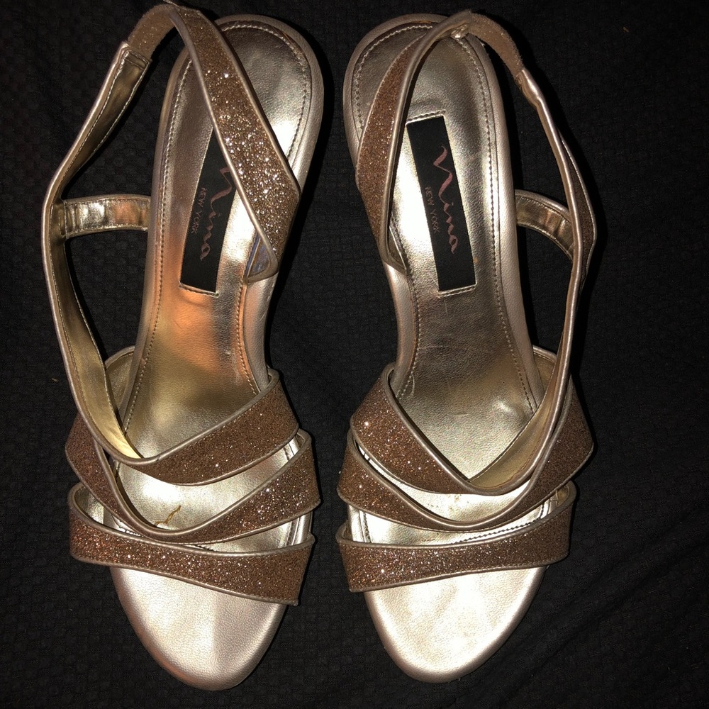 gold and sparkly heels